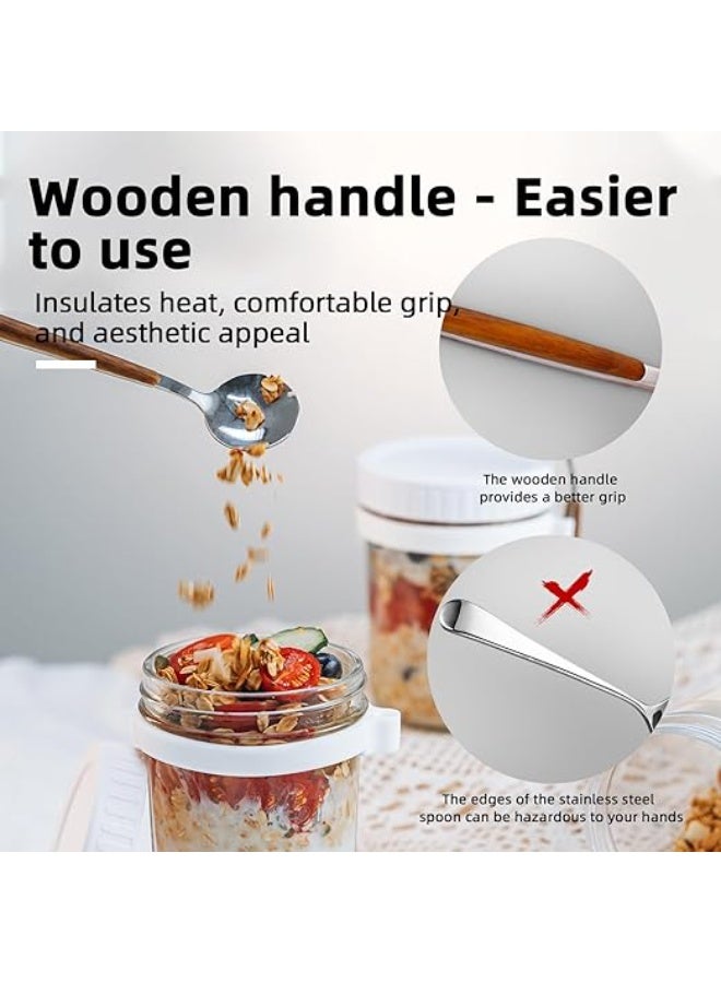 2-Pack Glass Storage Jars with Airtight Lids & Spoon | Overnight Oats Jars,Container with Measurement Marks, Wide Mouth Portable Jars Breakfast Container for Salads, Yogurt, Cereal Milk, Oatmeal,& More 300ml ( White ) - Image 3